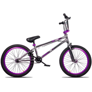 Bicicleta BMX Pro X Freelight Aro 20 Cromado Preto Roxo