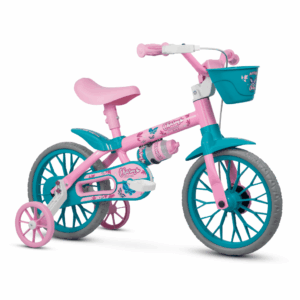 Bicicleta Infantil Aro 12 Charm Feminina Nathor com Rodas de Treinamento Rosa
